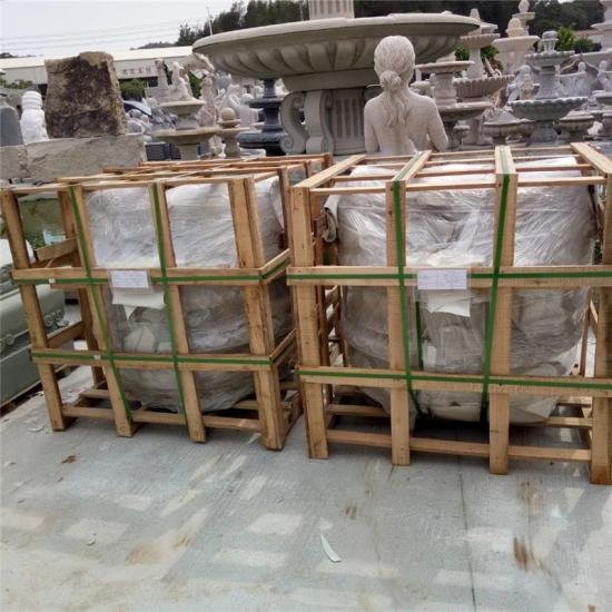 Carved Stone Granite Plant Pot Rusty Yellow