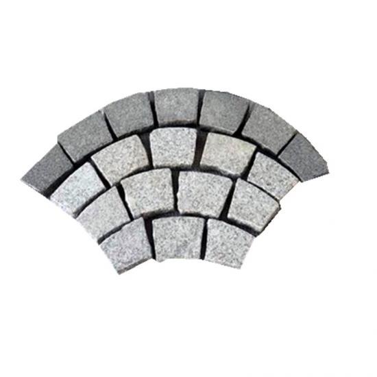 Flamed Granite Cobbles Fan shaped On Mesh For Garden