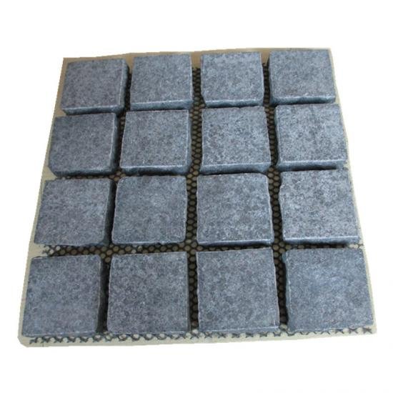 Mesh Natural Split Black Granite Cobblestone