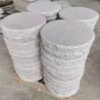 White Granite Flamed Top Rough Edges Round Granite Stepper For Garden