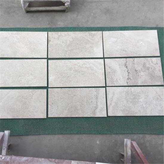 Cross Cut Honed Acid White Grains Marble Tiles